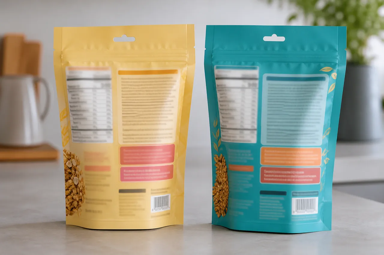 Rotulagem de alergênicos em embalagem de alimento com bloco de ingredientes e advertências em destaque no verso do rótulo