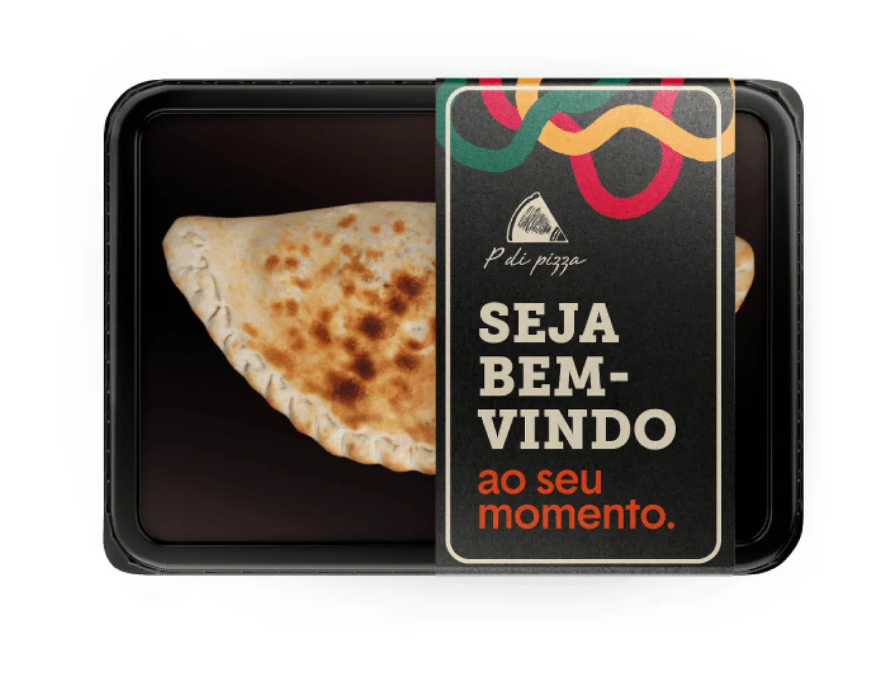 Bandeja ecológica da P di Pizza com a mensagem Seja bem-vindo