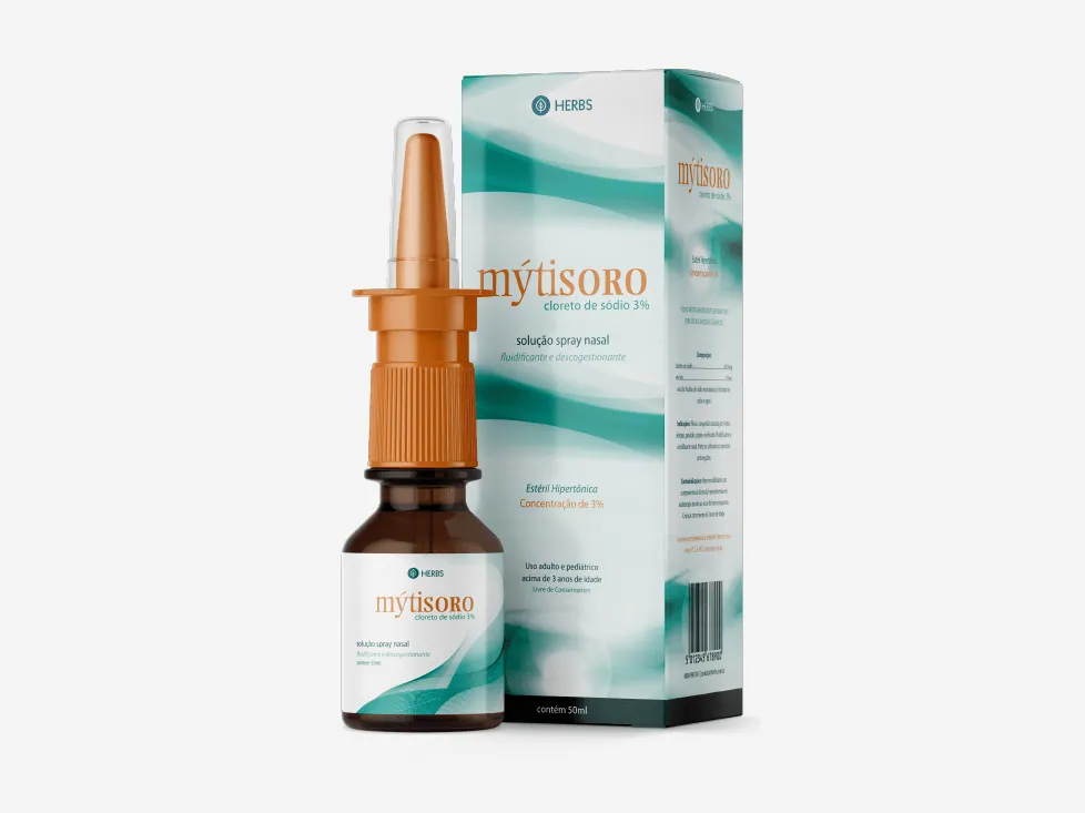 Caixa e frasco de spray nasal