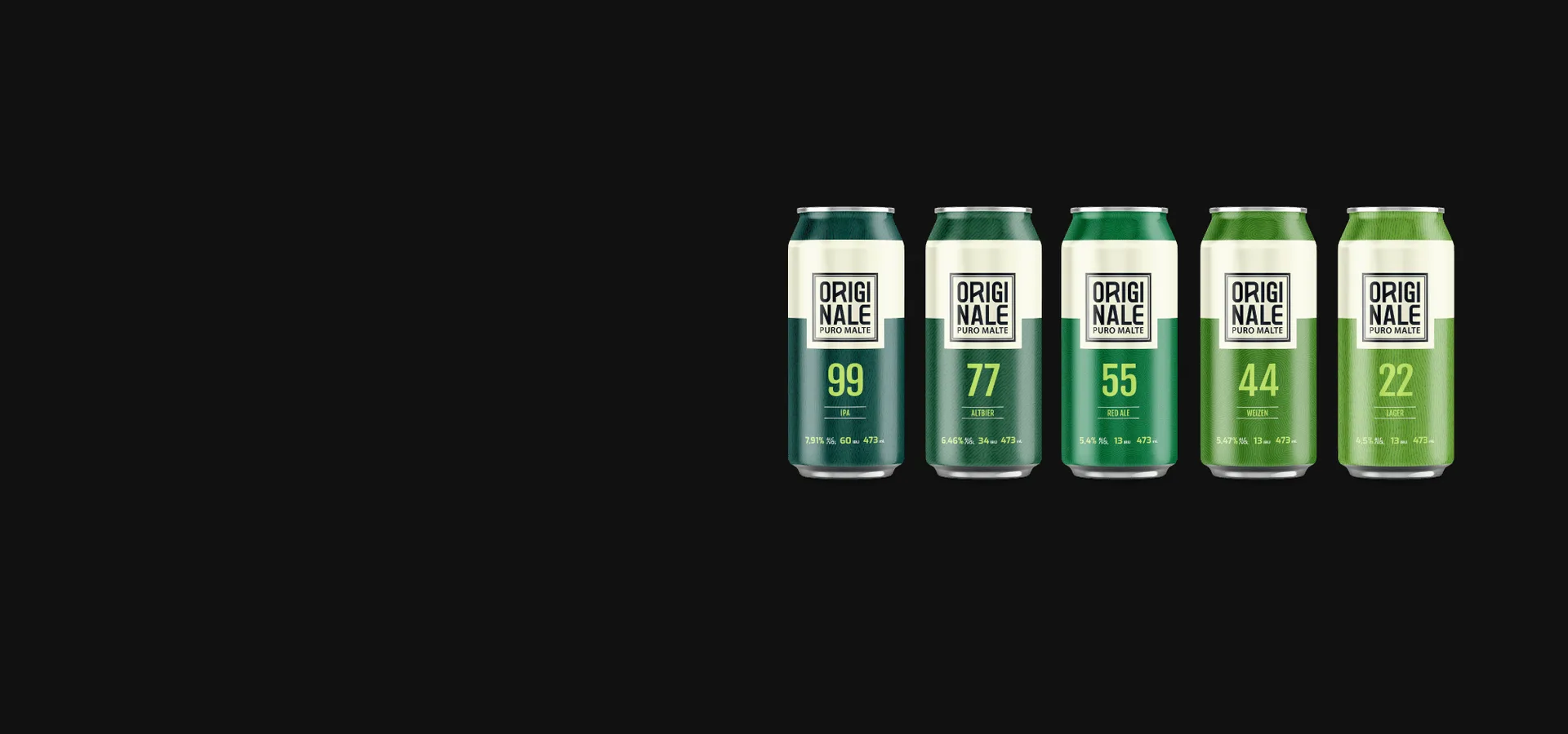 Latas de cerveja Originale com design de embalagem da Buffo Design