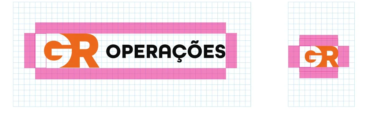 Grid de construção e área de segurança da logo GR Operações