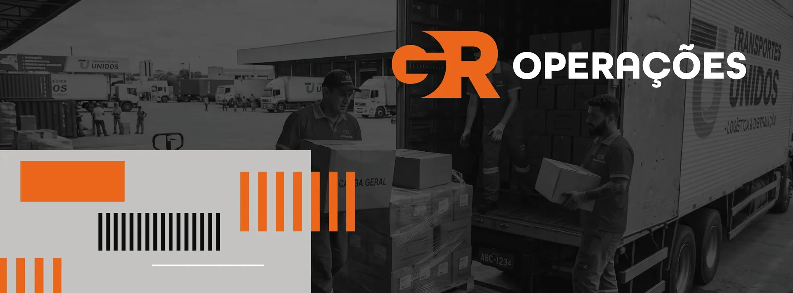 Capa de rede social da GR Operações com grafismos