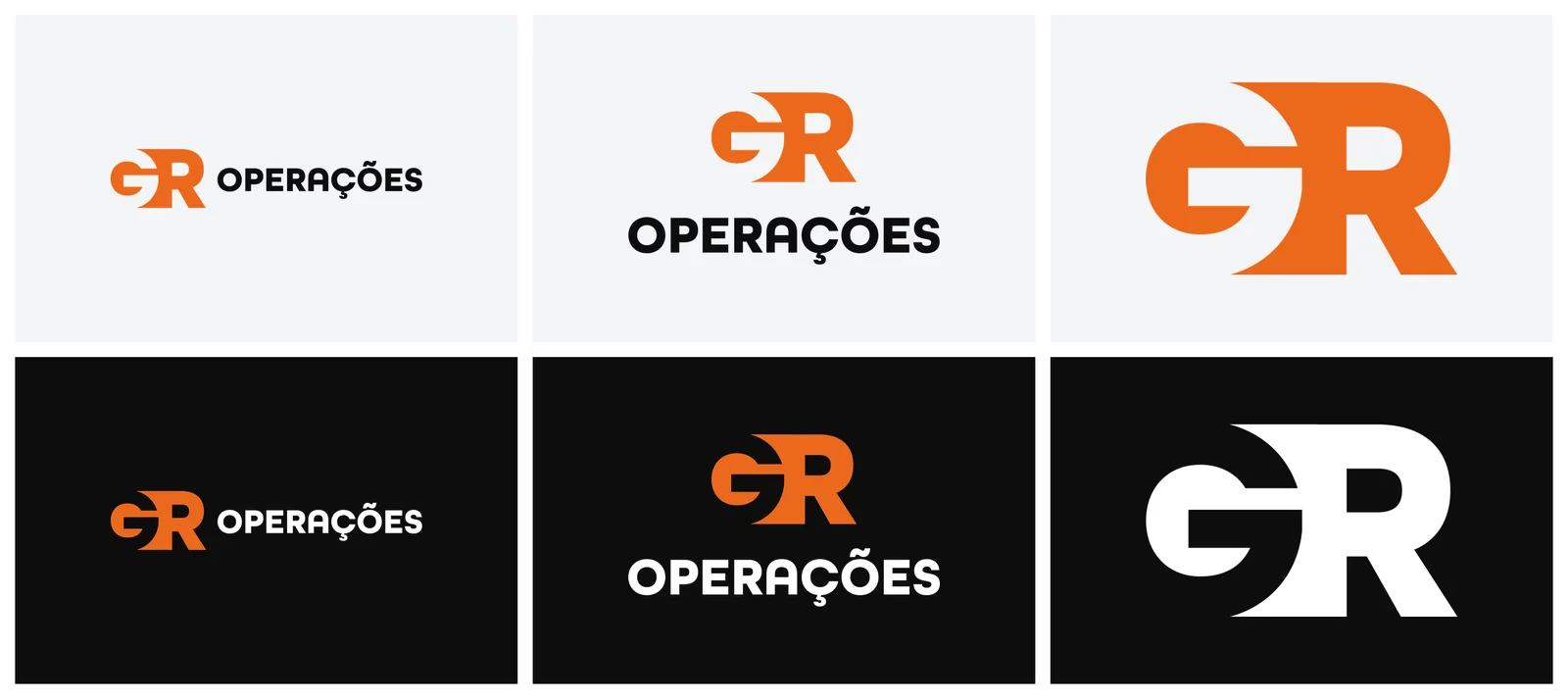 Versões da marca GR Operações: horizontal, vertical e símbolo