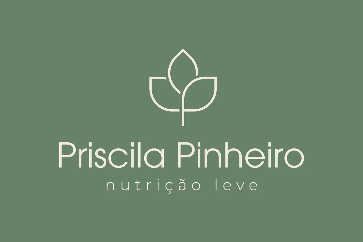 Logo Priscila Pinheiro — nutrição leve em branco sobre verde