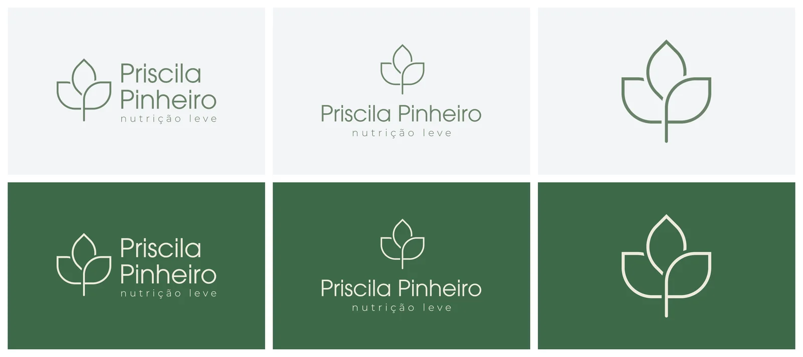 Versões da marca Priscila Pinheiro: principal, horizontal e símbolo
