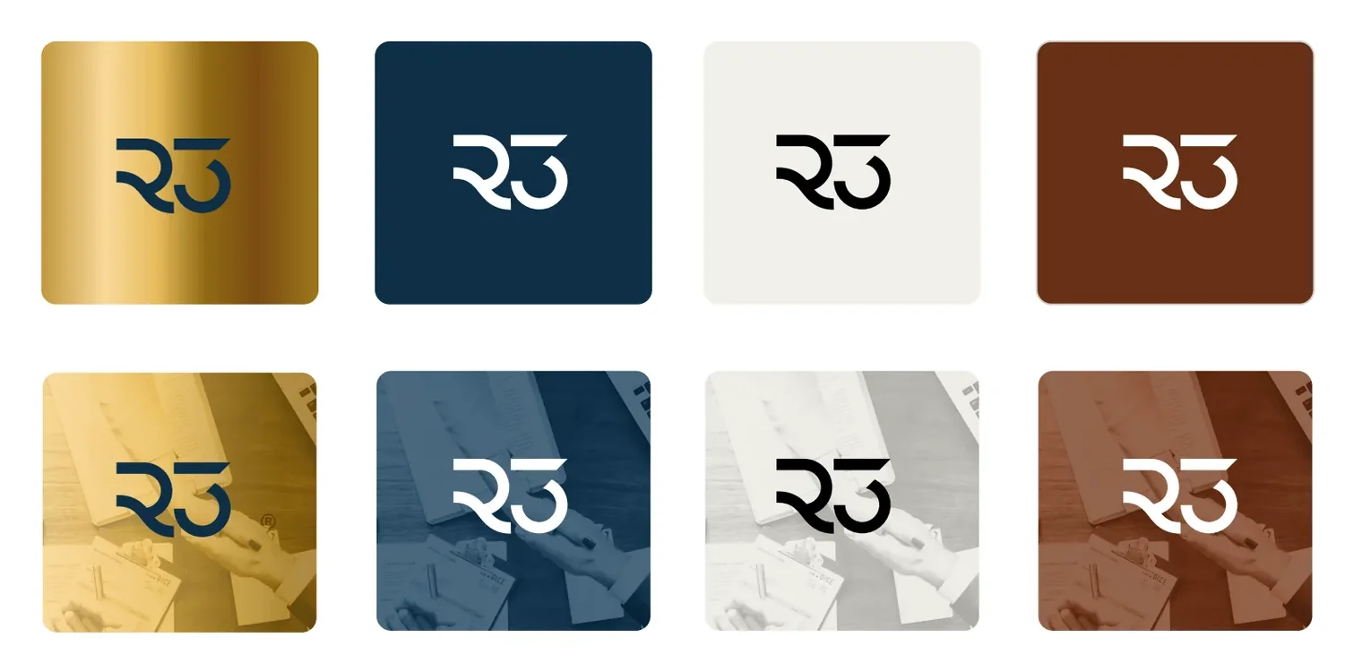 Símbolo da R3 Soluções aplicado em diferentes fundos