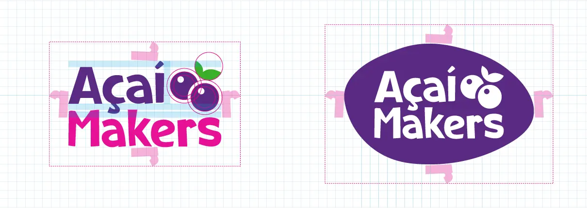 Açaí Makers – logotipo – grid de construção das versões