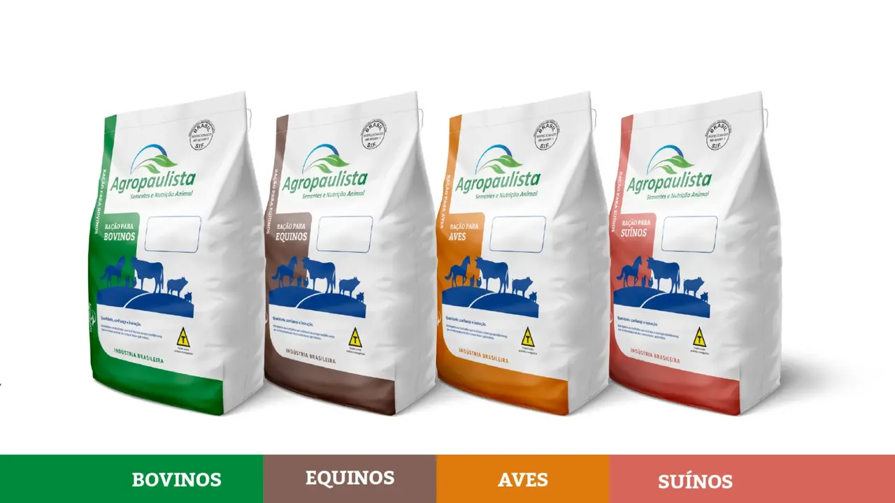 Sacarias de ração Agropaulista para bovinos, equinos, aves e suínos