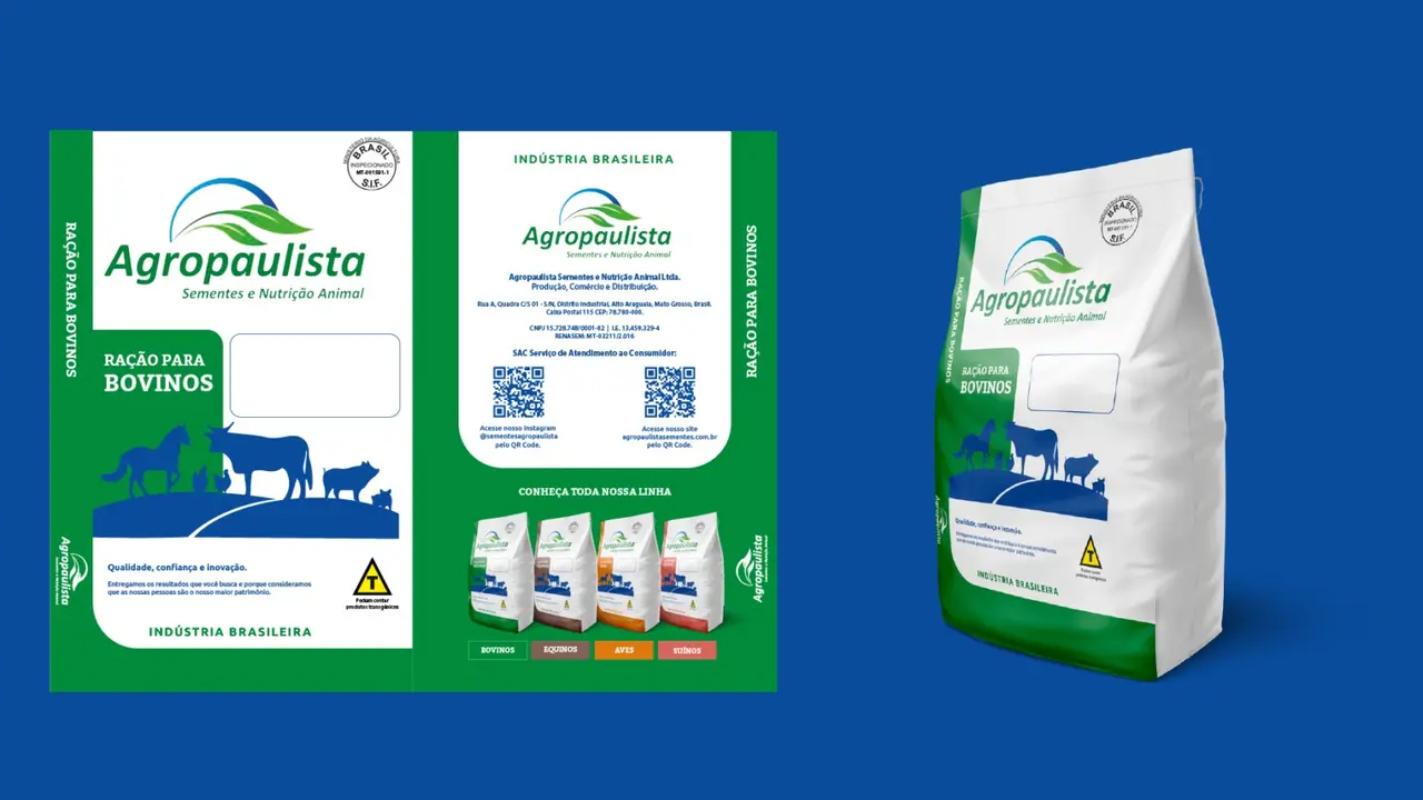Agropaulista – sacaria de ração para bovinos – planificação e frente