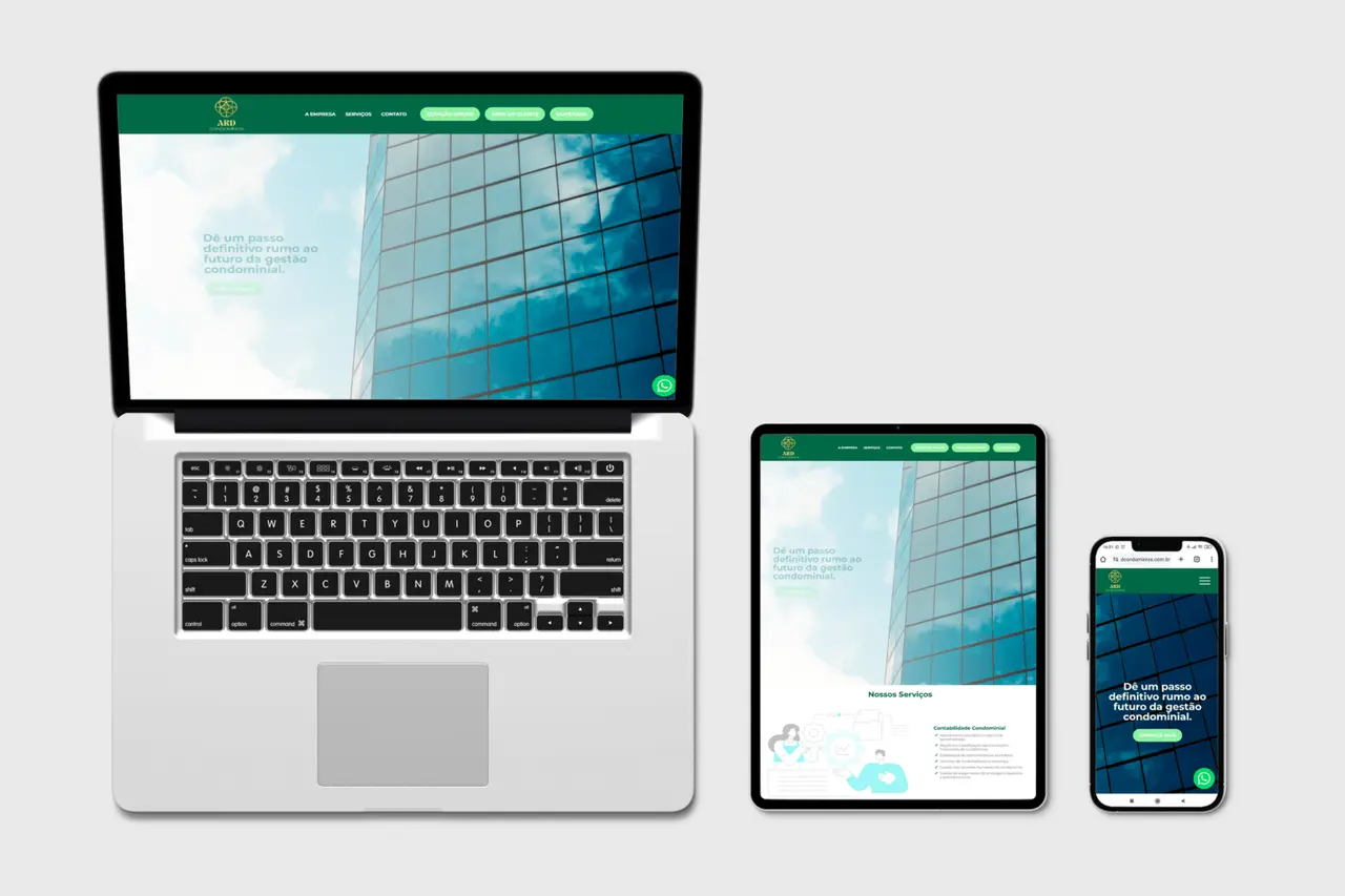ARD Condomínios – website – versões para notebook, tablet e celular
