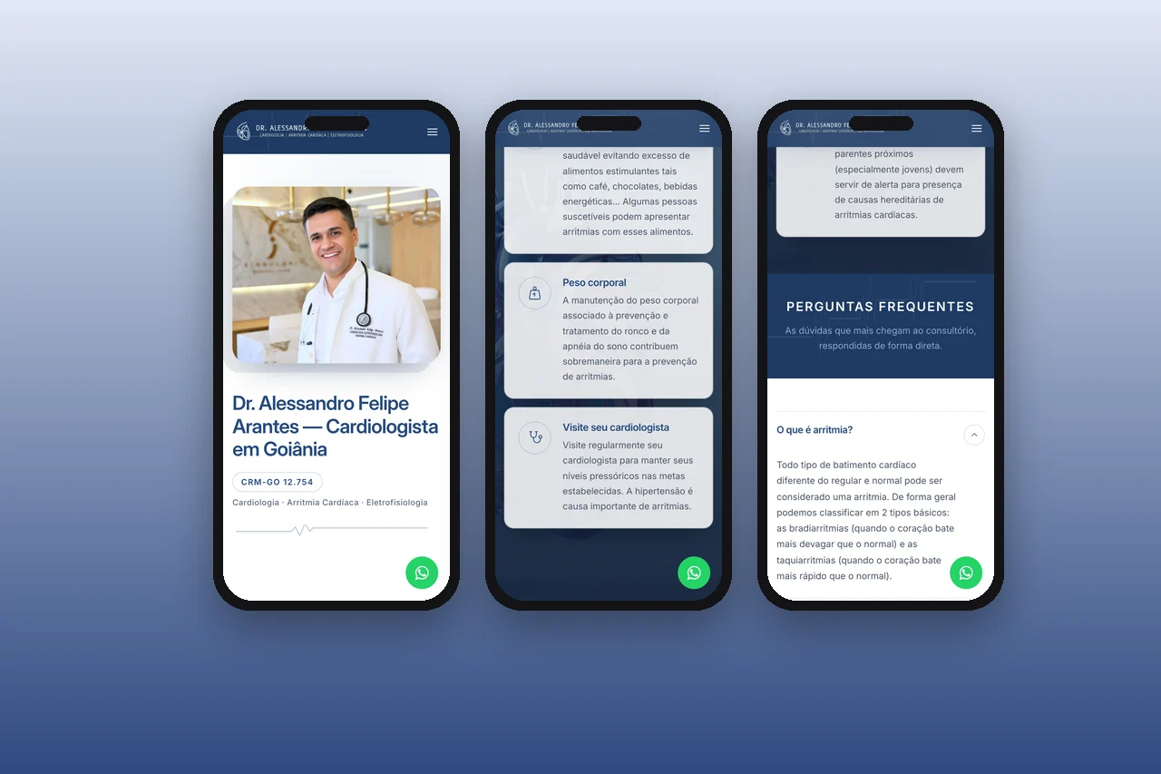 Dr. Alessandro Felipe Arantes – website – telas no celular