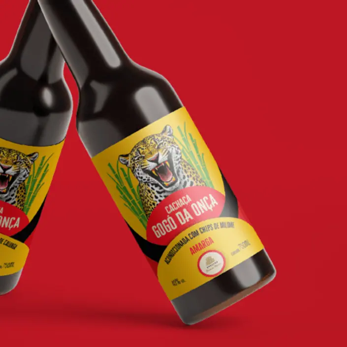 Cachaça Gogó da Onça — projeto de Embalagens da Buffo Design
