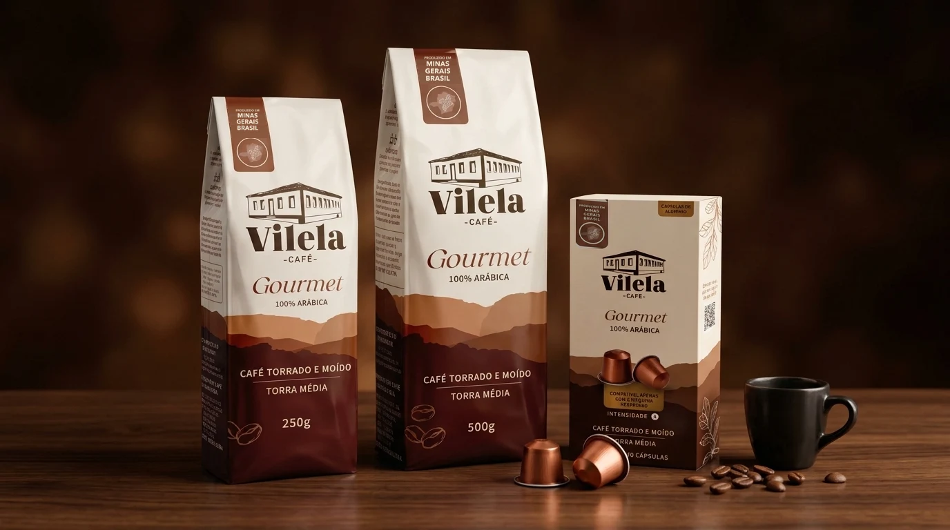 Linha Café Vilela Gourmet: pacotes de 250 g e 500 g e cápsulas compatíveis com Nespresso