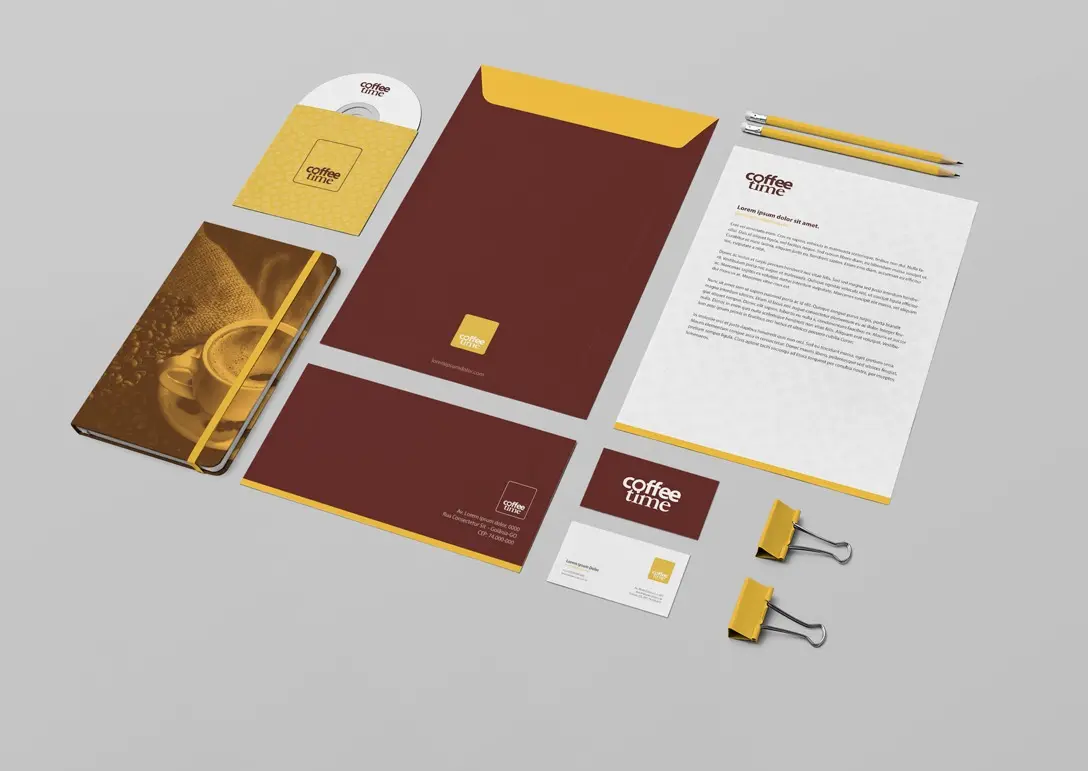 Coffee Time – papelaria – pasta, envelope, papel timbrado e cartões