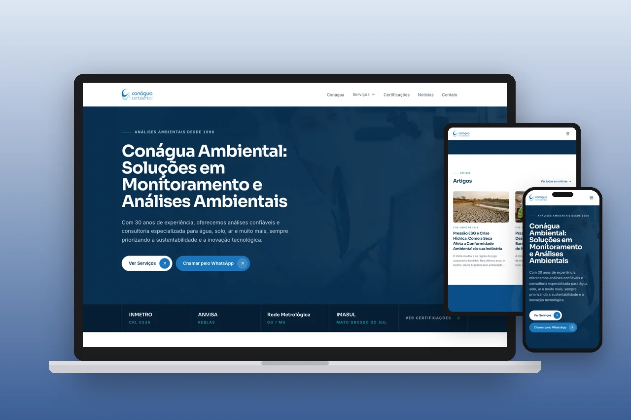 Conágua Ambiental – website – versões para notebook, tablet e celular