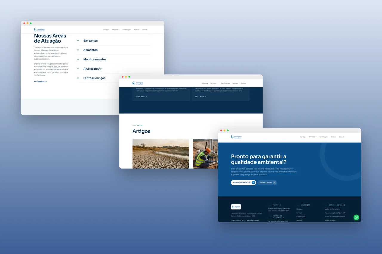 Conágua Ambiental – website – páginas internas