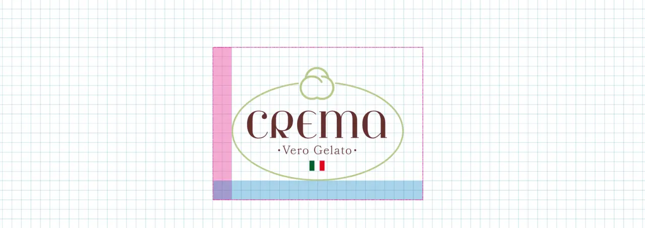 Crema – logotipo – grid de construção