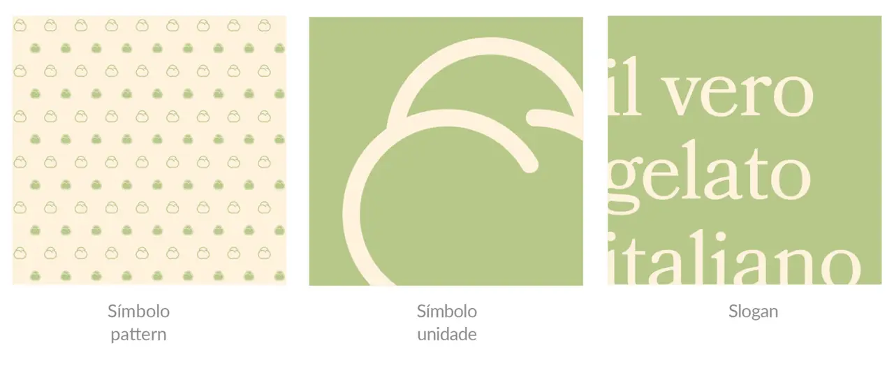 Crema – elementos visuais – padrão, símbolo e slogan