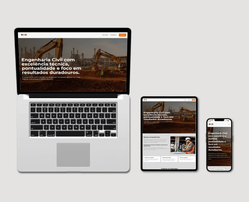 DNC Infraestrutura – website – versões para notebook, tablet e celular
