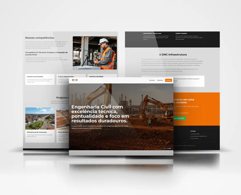 DNC Infraestrutura – website – páginas de serviços e competências