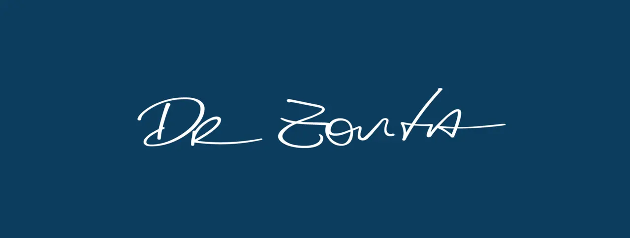 Dr. Zonta – logotipo – versão negativa sobre azul