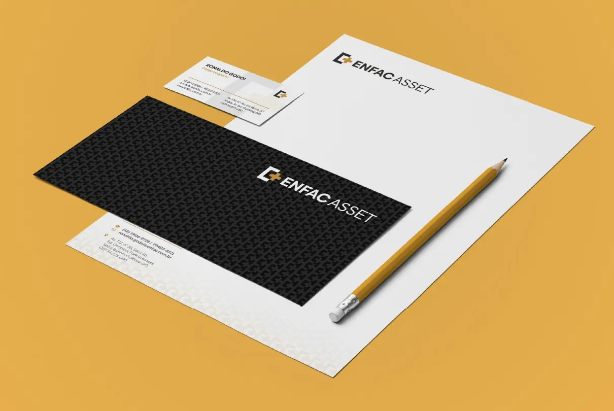Enfac Asset – papel timbrado, envelope e cartão