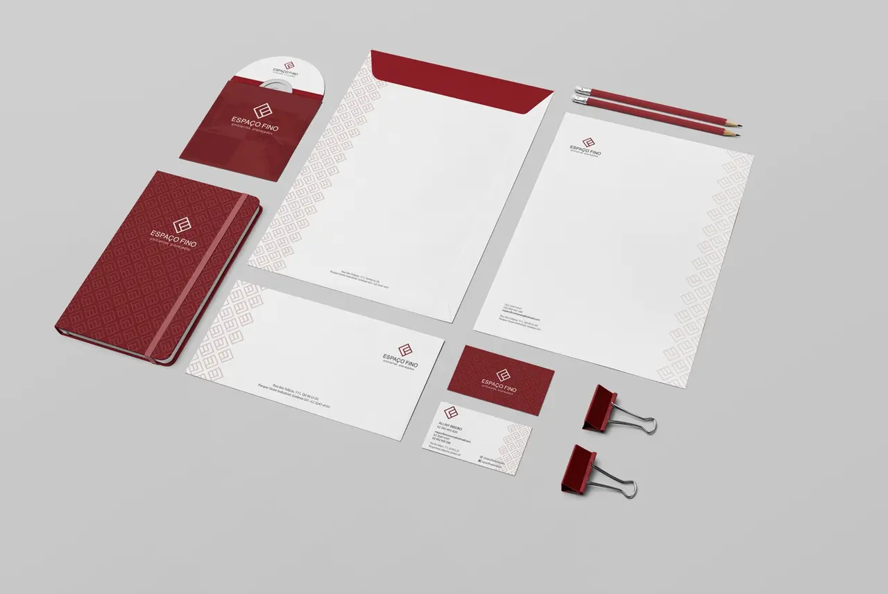 Espaço Fino – papelaria – pasta, envelope, papel timbrado e cartões