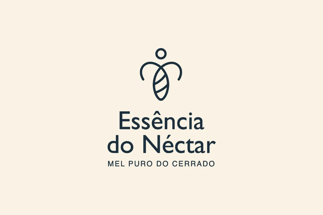 Essência do Néctar – logotipo – versão vertical com Mel puro do Cerrado