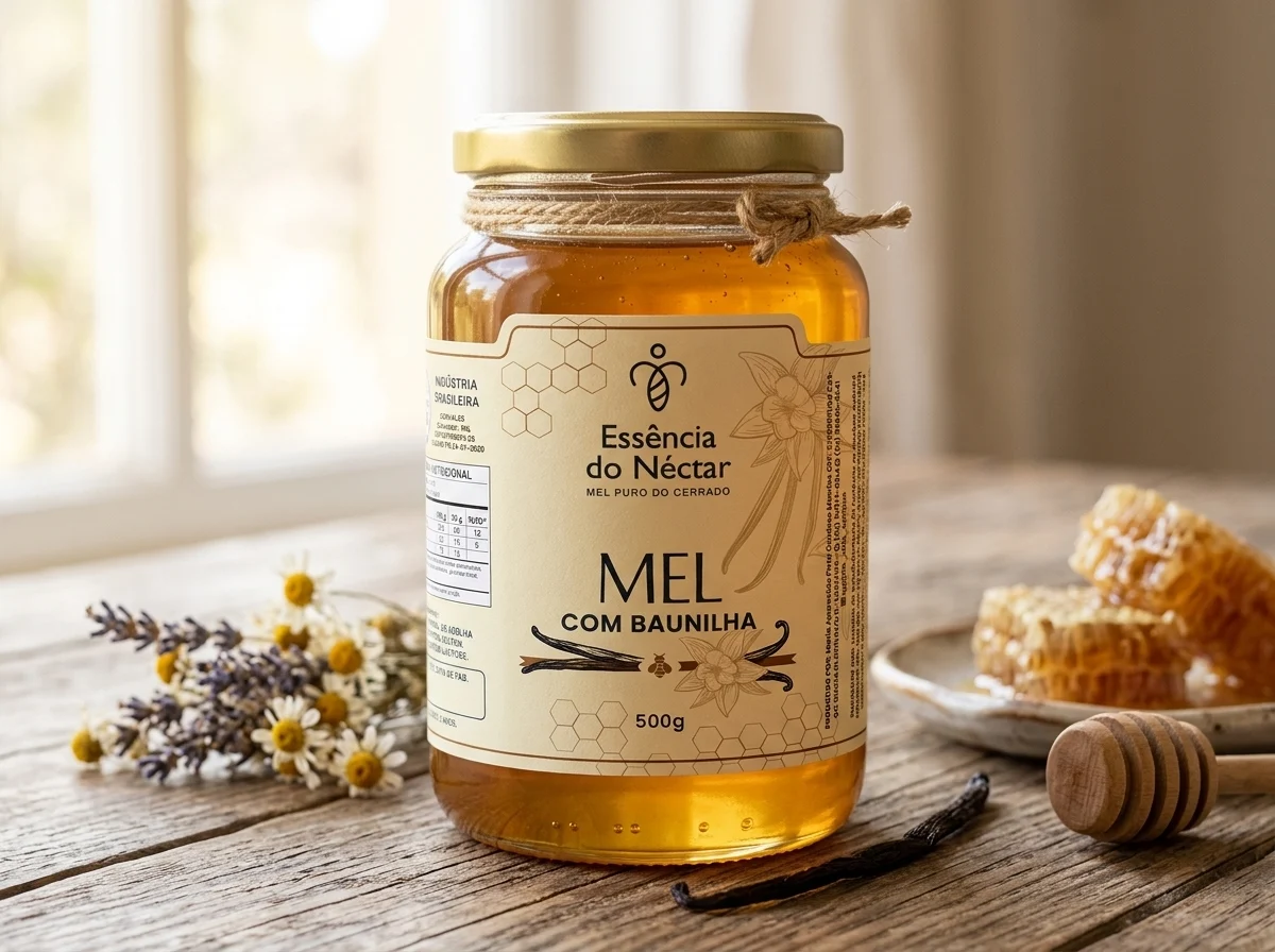 Essência do Néctar – pote de mel com baunilha 500 g