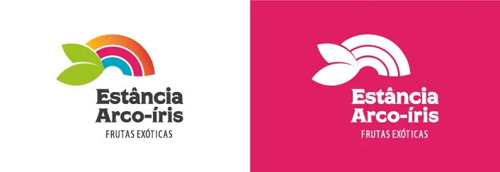 Estância Arco-íris – logotipo – versões sobre branco e magenta