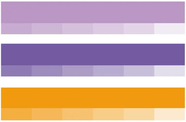 Festiva – paleta – lilás, roxo e laranja