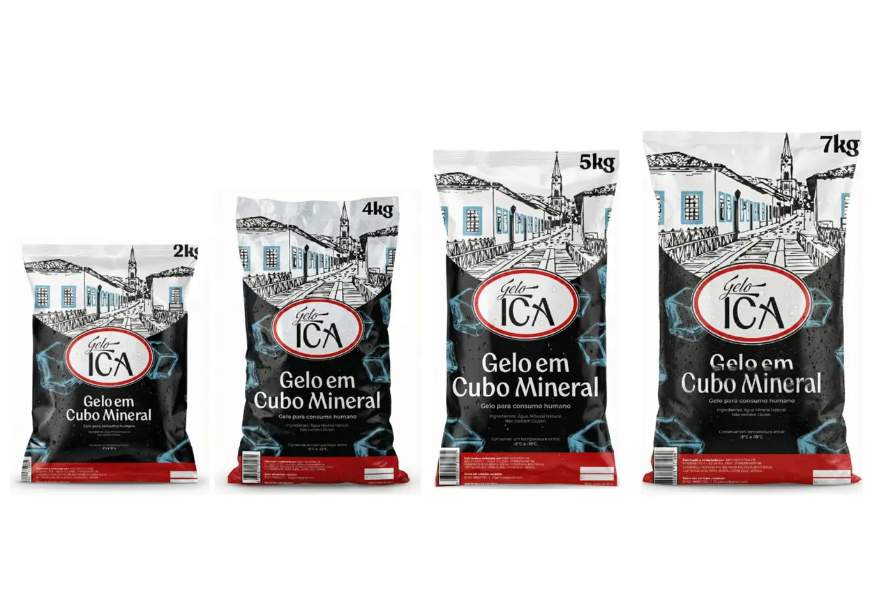 Linha de embalagens do Gelo ICA