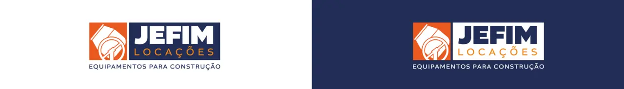 Jefim Locações – logotipo – versões sobre branco e azul