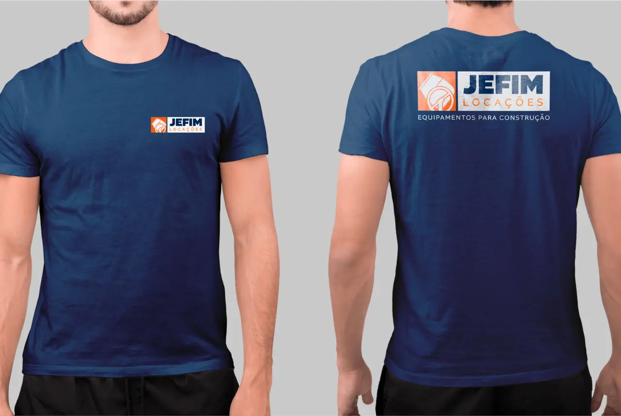 Jefim Locações – camisetas da equipe, frente e costas