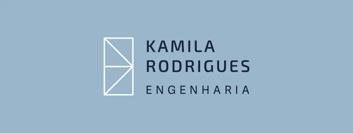 Kamila Rodrigues Engenharia – logotipo – versão sobre azul-claro