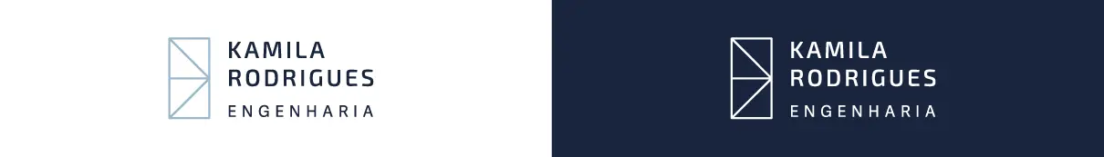 Kamila Rodrigues – logotipo – versões sobre branco e azul-marinho