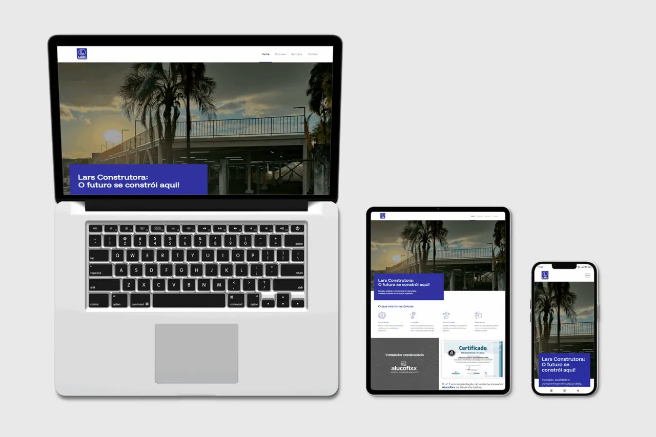 Lars Construtora – website – versões para notebook, tablet e celular