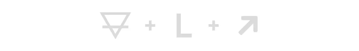 Legalliza – símbolo – construção a partir do triângulo, da letra L e da seta
