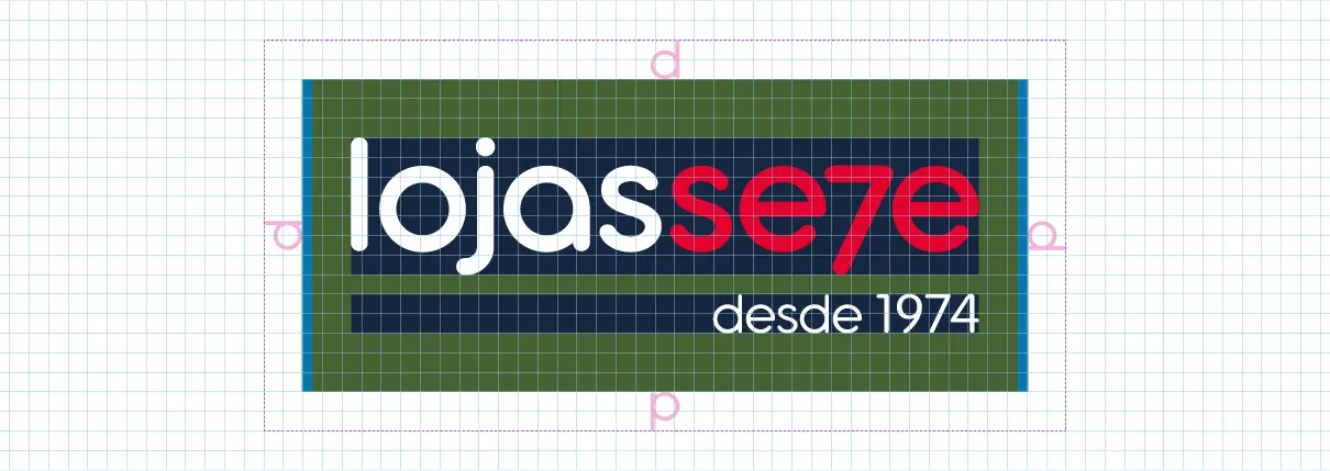 Lojas Se7e – logotipo – grid de construção