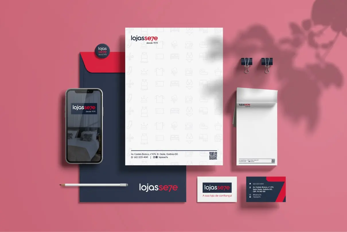 Lojas Se7e – papelaria – papel timbrado, envelopes, cartões e celular