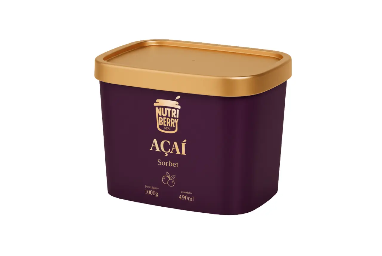 Nutri Berry – pote de açaí sorbet com tampa dourada