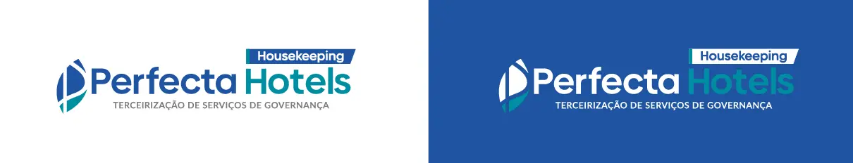 Logo da Perfecta Hotels em positivo e negativo