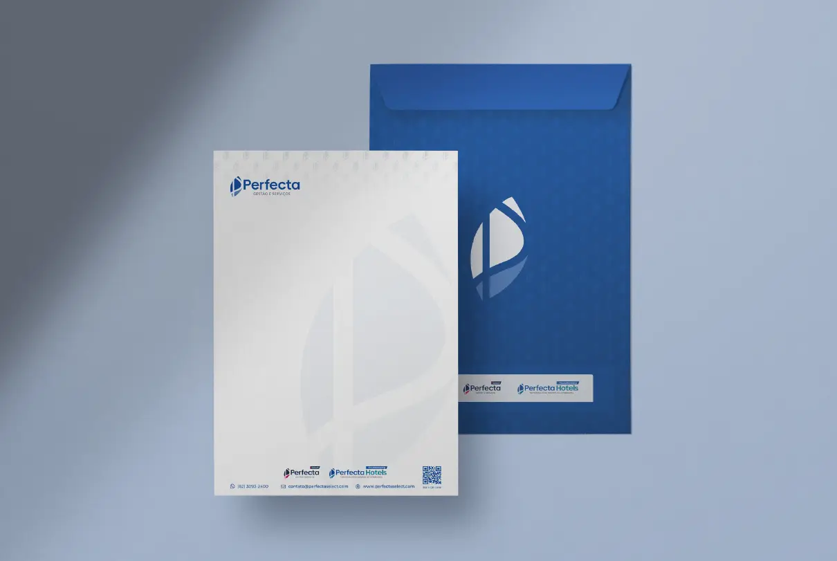 Papel timbrado e envelope da Perfecta