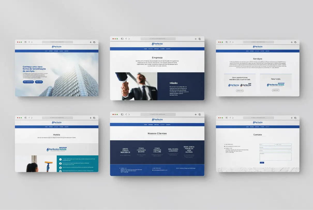 Telas do site da Perfecta Select