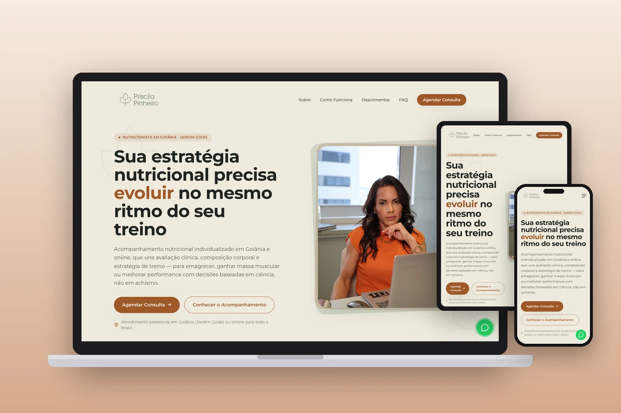Priscila Pinheiro – landing page – versões para notebook, tablet e celular