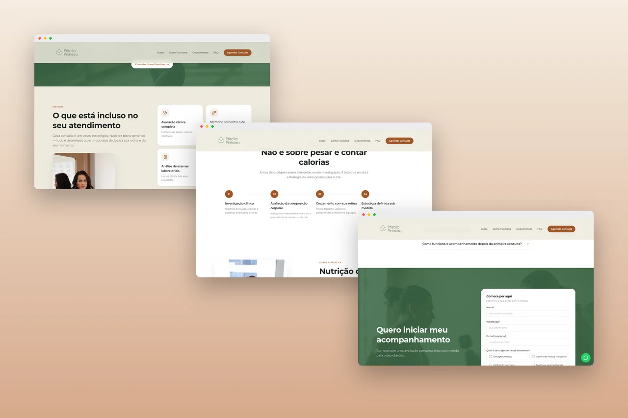 Priscila Pinheiro – landing page – páginas internas