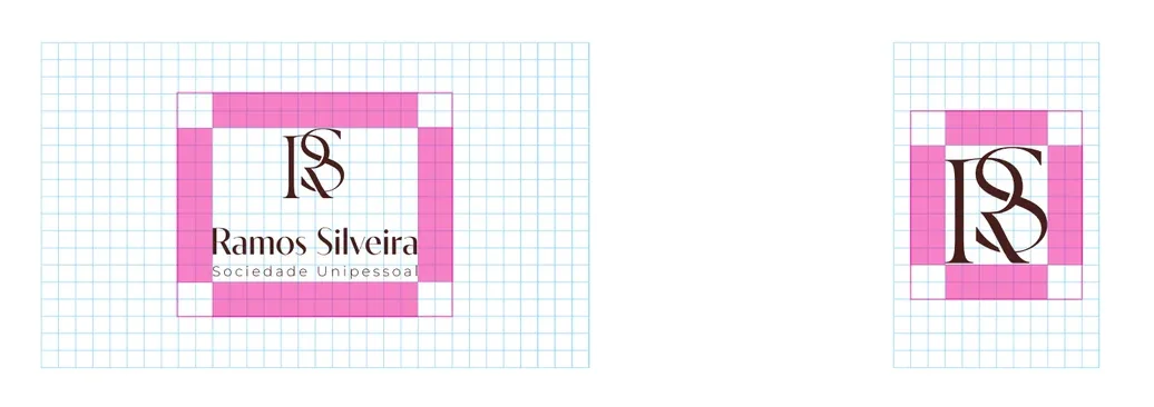 Grid de construção e área de segurança da logo Ramos Silveira