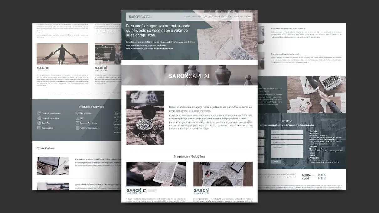 Saron Capital – website – páginas institucionais