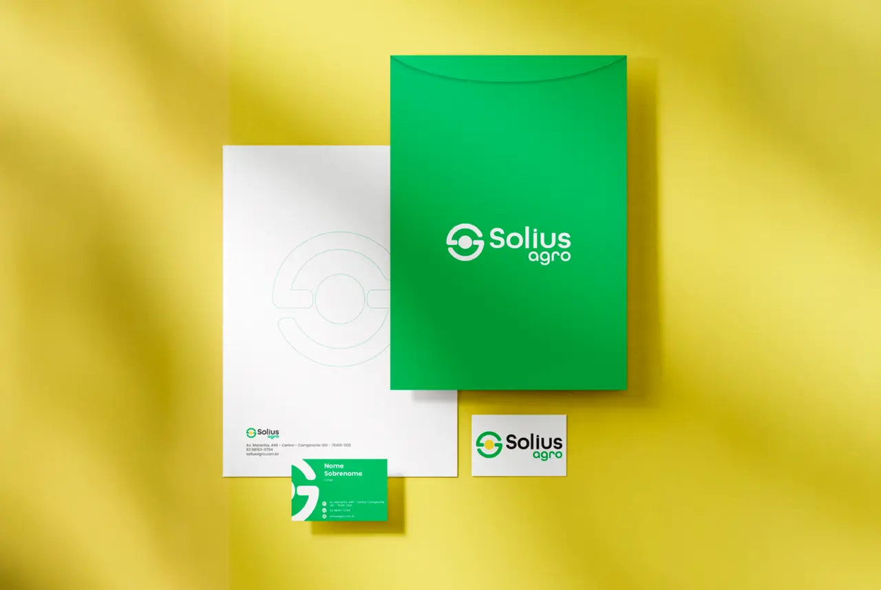 Solius Agro – papelaria – pasta, papel timbrado e cartões