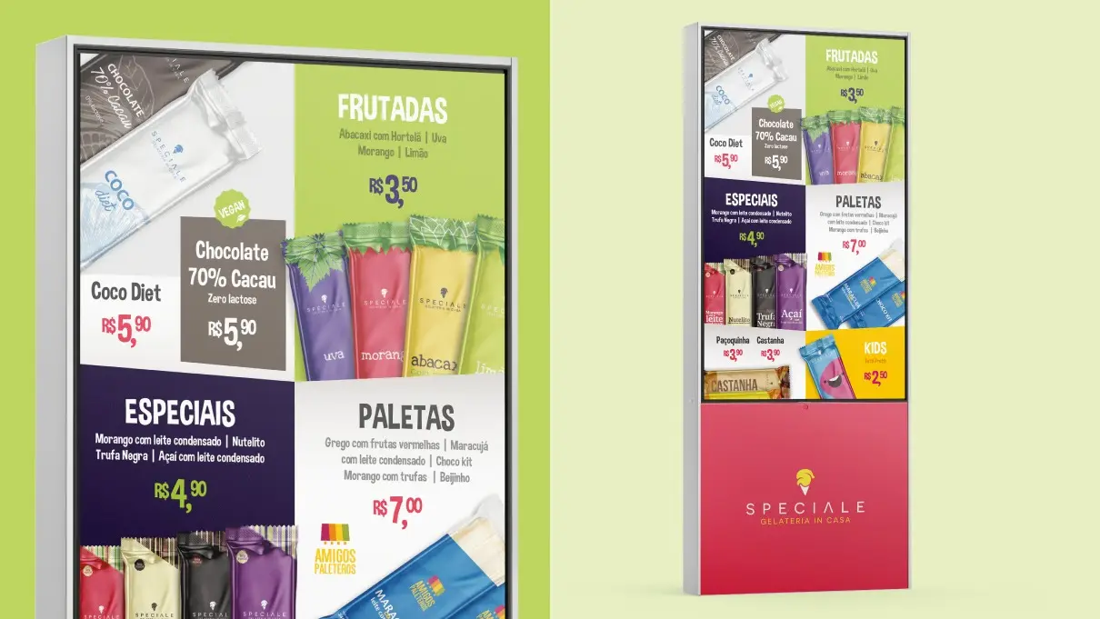 Materiais de ponto de venda dos picolés Speciale